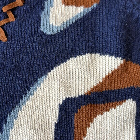 Vintage 90s I.B. Diffusion Geometric Cardigan– Women’s Small Abstract Navy Brown - Picture 6 of 8